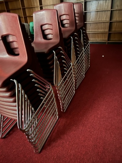 MAROON U LEG STACKING CHAIRS