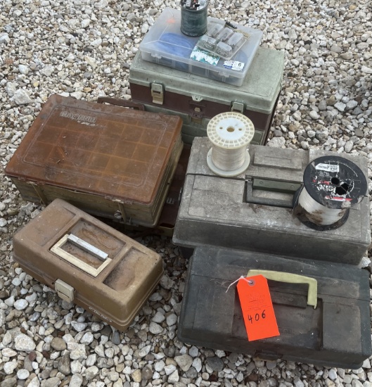 STACK OF TACKLE BOXES