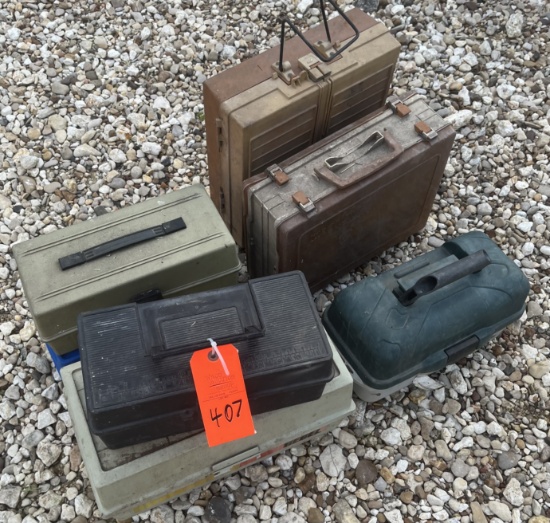 STACK OF TACKLE BOXES