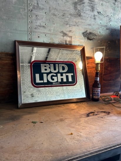 BUDLIGHT BOTTLE LAMP AND BUDLIGHT MIRROR