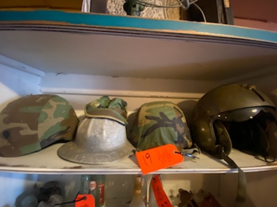 MILITARY HELMETS AND OLD HARD HAT