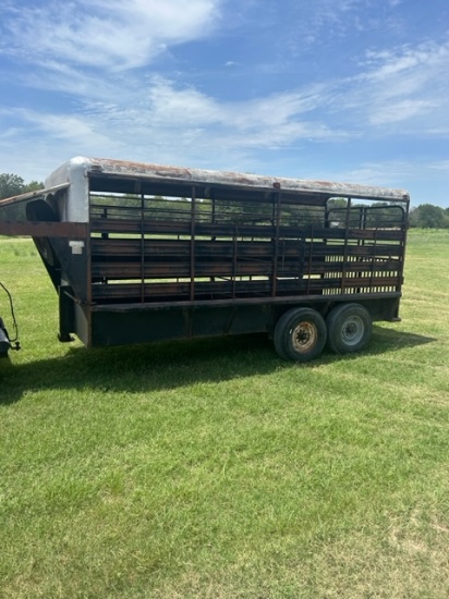 16' BLACK GOOSENECK STOCK TRAILER