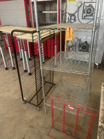 4 TIER WIRE STORAGE RACK, BLACK RACK AND CHIP RACK