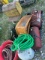 PALLET OF RAMPS, AIR TANKS, PUMP, TOOLBOX