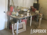 3'H x 10'L Steel Work Table w/Tools, Grinder, Heat