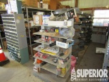 (5-158) Wood Tool Rack & (3)  Metal Round Shelves
