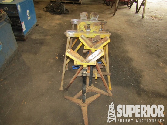 (15-24) (6) Various Size Adjustable Pipe Stands w/
