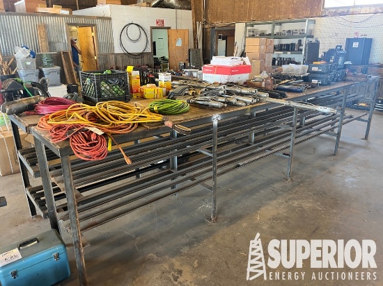 (6-159) 4'W x 16'L Work Table w/Tool Racks, Misc C
