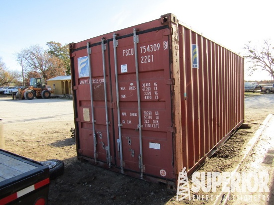 (1-68) 8'W x 20'L Shipping Container w/Crane Parts