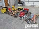 Asst'd Tools, Shovels, Brooms, Racks, Post Hole Di