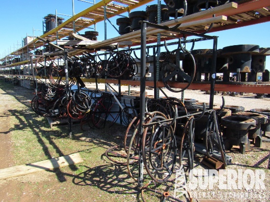 Large Lot of Gate Valve Hand Wheels & Hanging Rack