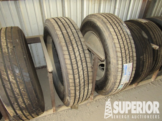 (2) 285/75R24.5 Highway Tires (UNUSED), (1) w/ Ste
