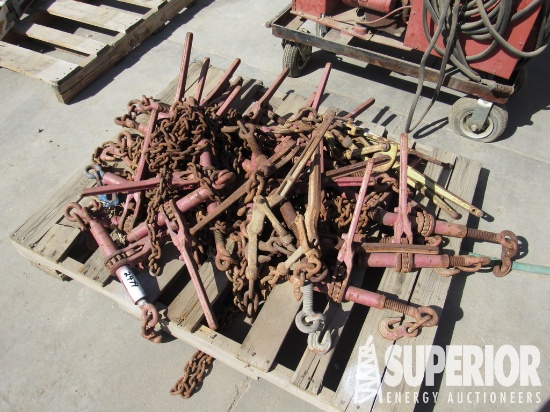 Pallet of Ratcheting Chain Binders & Boomers