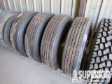 (4) 11R-24.5 Highway Tires (UNUSED) w/ Steel Budds