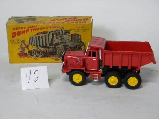 Old - New in Box Rare SSS Japan Toys #441110 Heavy Duty Dump Truck, Push Bu