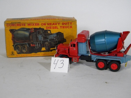 Old - New in Box Rare SSS Japan Toys Heavy Duty Rotatong Concrete Mixer wit
