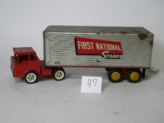 Vintage Structo Toys Vintage 1st National Stores Semi, Pressed Steel