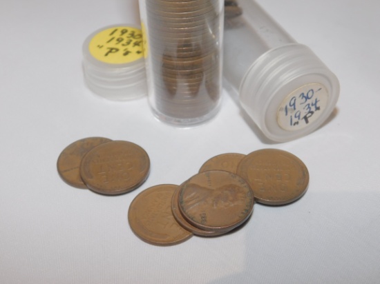 Lot Approximately (63) 1930-1934 P Lincoln Wheat Pennies