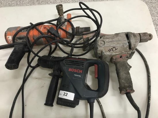 Misc Hand tools Bosch 11239VS Hammer Drill (works), Orange core drill (doesn't work), Milwaukee Mud