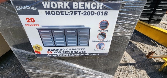 New 7' Steelman 20-Drawer Work Bench