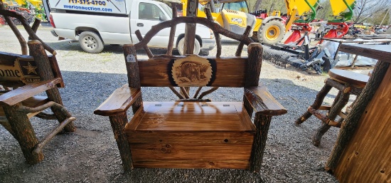 New Bear 4' Park Bench w/Toy Chest