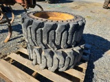 2- 12-16.5 Hard Skidloader Tires & Rims