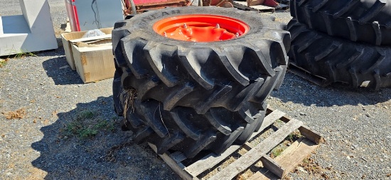 2-Good Year 380/85R24 Tractor Tires & Rims