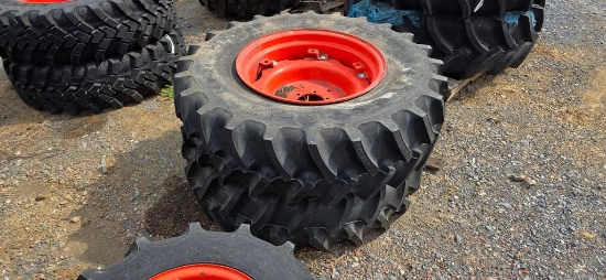 2-Firestone 14.9-24 Tractor Tires & Rims
