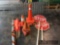 Construction cones, stop sign, and flags