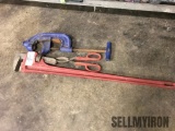 48in Pipe Wrench, 4in Pipe Cutter, & Shears