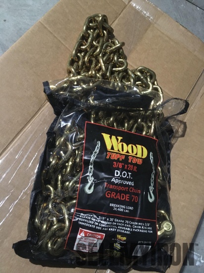 Unused 3/8 in X 20 ft D.O.T. Approved G70 Chain [YARD 3]