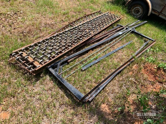 Truck ladder, rack, roller conveyers, (2) copper grounding rods