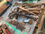 Qty of Nail Bars, Chain Wrench, Puller, Wood Wedges