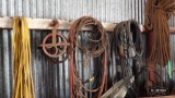 Qty Ext Cords, Well Pulley, Rope, Hose