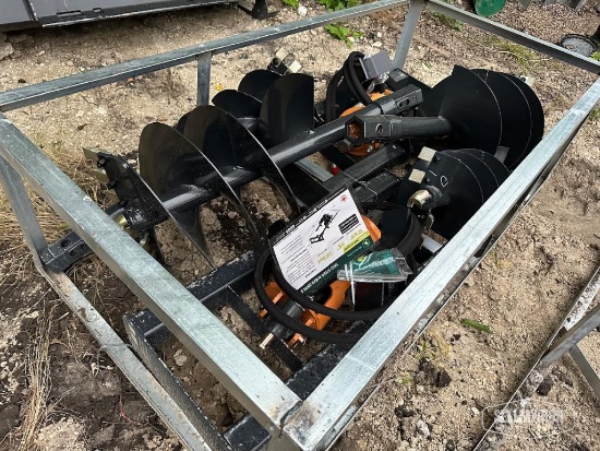 (2) Unused 2025 Wolverine ADB-13-1218R Auger Drive & Bit Skid Steer Attachments [YARD 1]