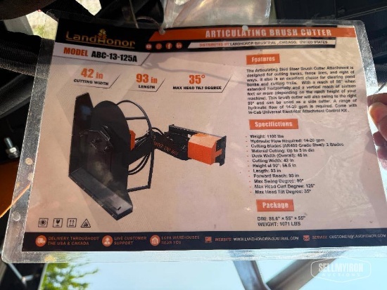 Unused 2026 LandHonor ABC-13-125A 42in Articulating Brush Cutter Skid Steer Attachment [YARD 1]