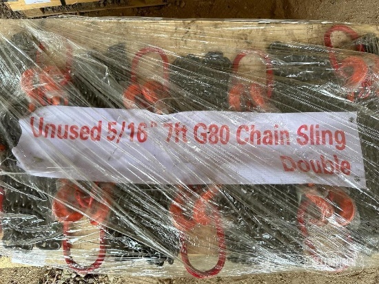 Unused 2026 LandHonor LHR-G80 7ft Double-Leg Grade 80 Lifting Chain Sling Set, 5/16in [YARD 1]