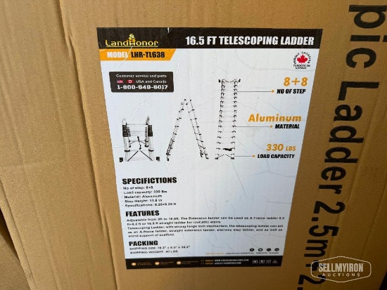 Unused 2026 LandHonor LHR-TL638 16.5ft Telescoping Folding Ladder [YARD 1]