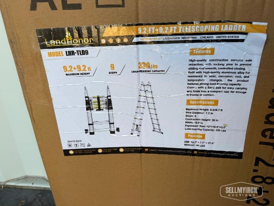 Unused 2026 LandHonor LHR-TLD9 9.2ft + 9.2ft A-Frame Telescoping Folding Ladder [YARD 1]