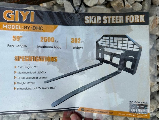 Unused 2026 GIYI GY-DHC 59in Pallet Forks Skid Steer Attachment [YARD 1]