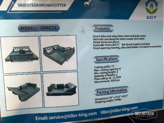 Unused 2026 Mower King SSRC72 77in Brush Cutter Skid Steer Attachment [YARD 1]