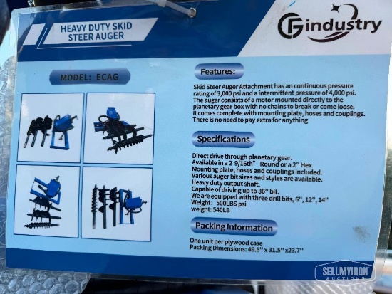 Unused 2026 AGT SSECAG-Y Auger Skid Steer Attachment with 3 Bits [YARD 1]