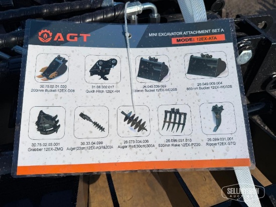 Unused 2026 AGT 12EX-ATA 9-Piece Mini Excavator Attachment Set [YARD 1]