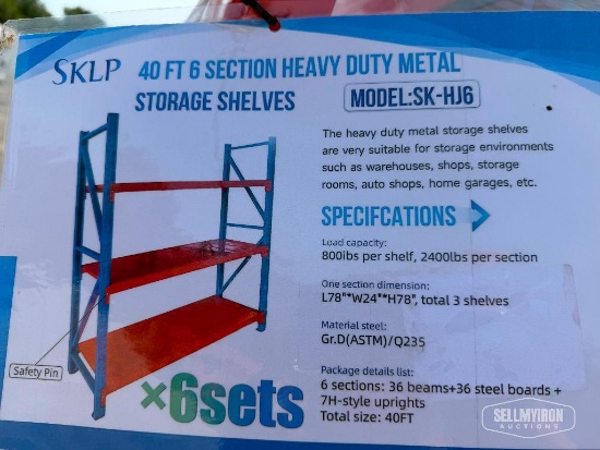 Unused 2026 SKLP SK-HJ6 Heavy Duty Metal Storage Shelving - 6 Section [YARD 1]