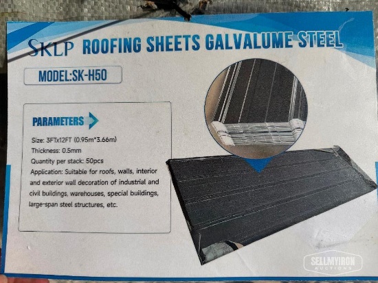 Unused 2026 SKLP SKH50 12 ft Galvalume Steel Siding / Roofing - Qty 50 Sheets [YARD 1]