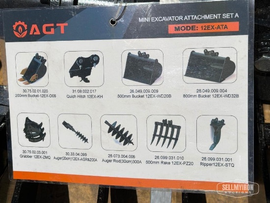 Unused 2026 AGT 12EX-ATA 9-Piece Mini Excavator Attachment Set [YARD 1]