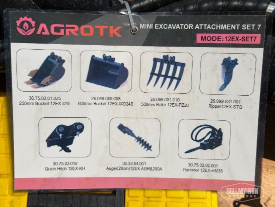 Unused 2026 AGT 12EX-SET7 7-Piece Mini Excavator Attachment Set [YARD 1]