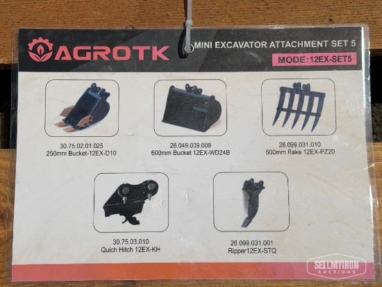Unused 2026 AGT 12EX-SET5 5-Piece Mini Excavator Attachment Set [YARD 1]