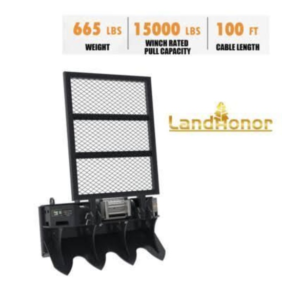 Unused 2026 LandHonor FW-13-15000G 15,000lb Hydraulic Winch Skid Steer Attachment [YARD 1]