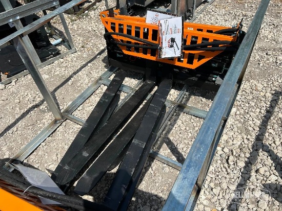 Unused 2026 LandHonor HPF-11-3000G 48in Hydraulic Pallet Forks Skid Steer Attachment [YARD 1]
